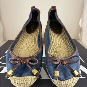 MICHAEL Michael Kors Blue and Brown Espadrille Flats with Bow